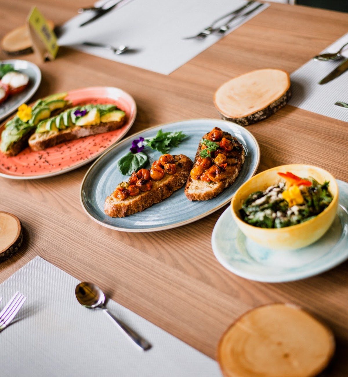 Colorful plated meals at the farm's restaurant