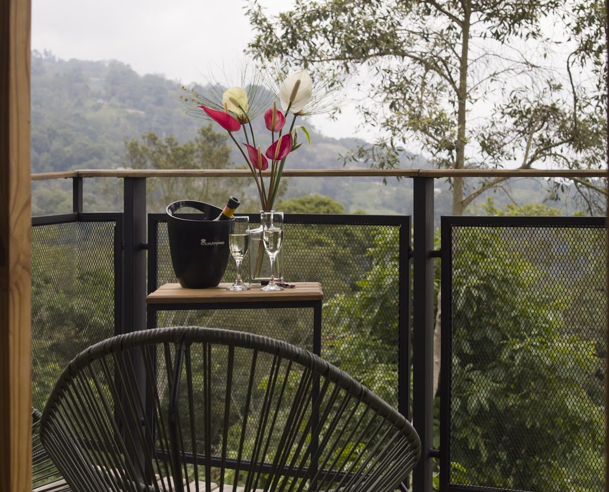 A glass of bubbly on the room's private balcony
