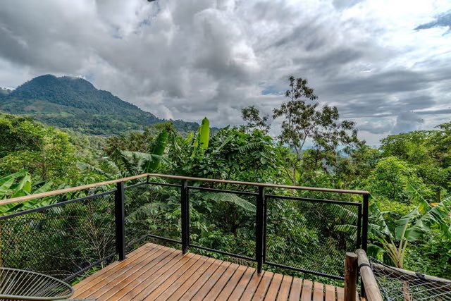 The room deck looking out at the mountains